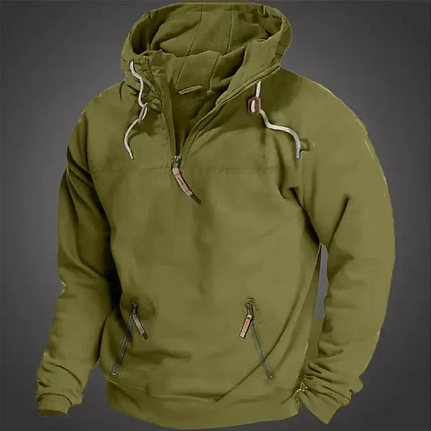 2024 Spring Autumn Mens Hooded Solid Vintage Sweatshirt Youth Sports Loose Hoodie Tracksuit Casual Sportswear Fashion Male Coat