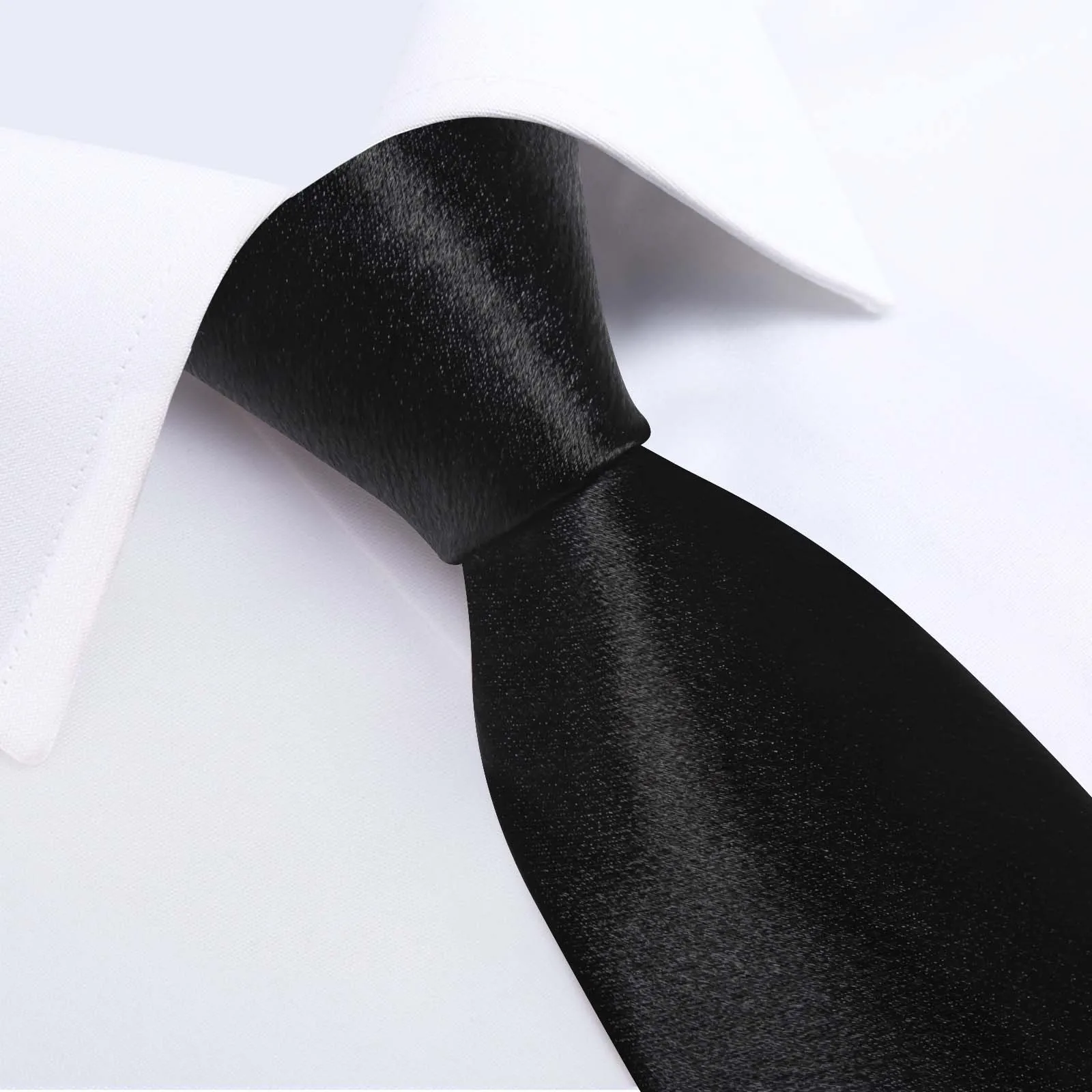 Solide Satin-Krawatten für Herren, Schwarz, Königsgrün, Gelb, 8 cm breite Krawatte mit luxuriöser Kunststoffschnalle, elegantes Hochzeits- und Abschlussball-Accessoire für Herren – Detail 8