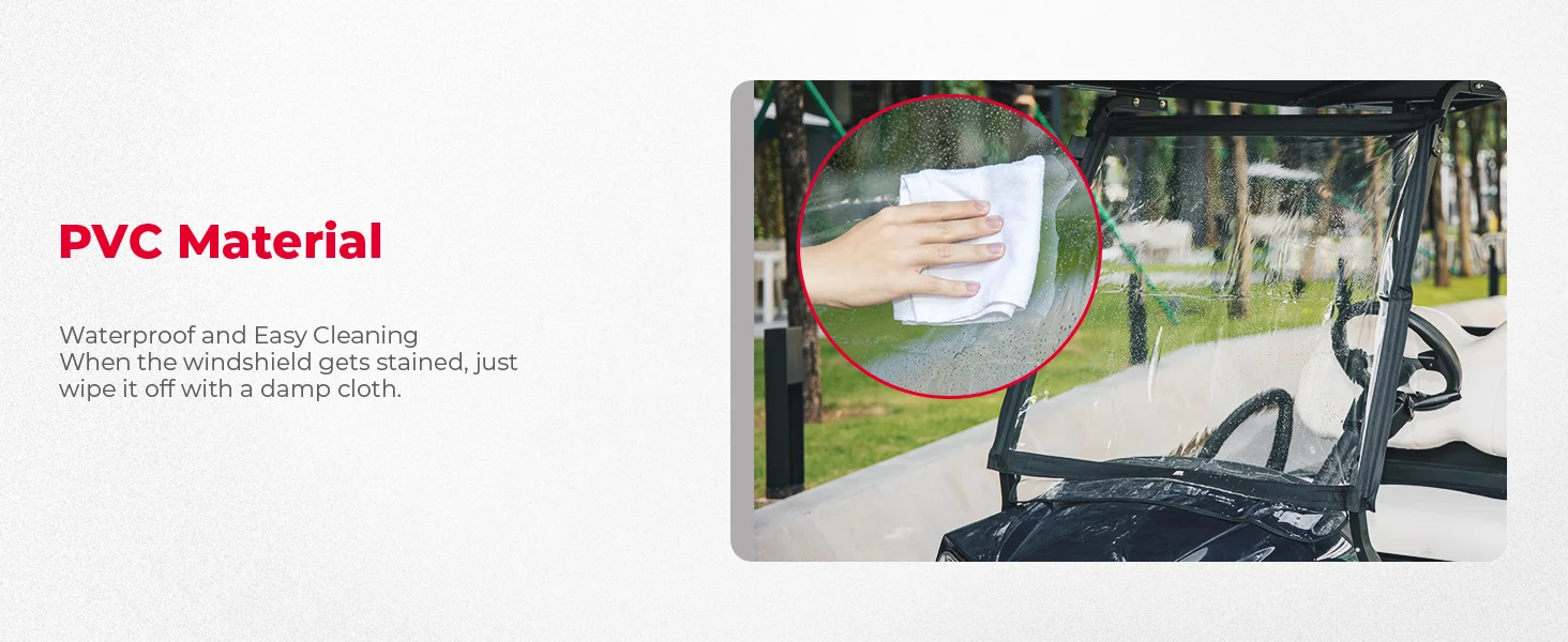 Description Picture 4 of itemKEMIMOTO Foldable Golf Cart Windshield for Club Car DS Tempo Precedent Portable Lightweight PVC 600D Front Windscreen