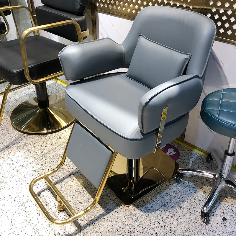 Leather Beauty Salon Chair Hairdressing Luxury Cosmetic Swivel Styling Chair Footrest Taburetes De Bar Barber Equipment LJ50BC leather barbers armchairs swivel luxury footrest styling chair cosmetic ergonomic taburetes de bar hairdressing furniture lj50bc