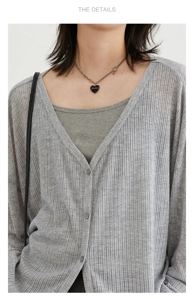 Long Sleeve Cardigan Women Lightweight Cardigan Women's Stylish V-neck Cardigan Coat Lightweight Spring Autumn Jacket for Daily 5
