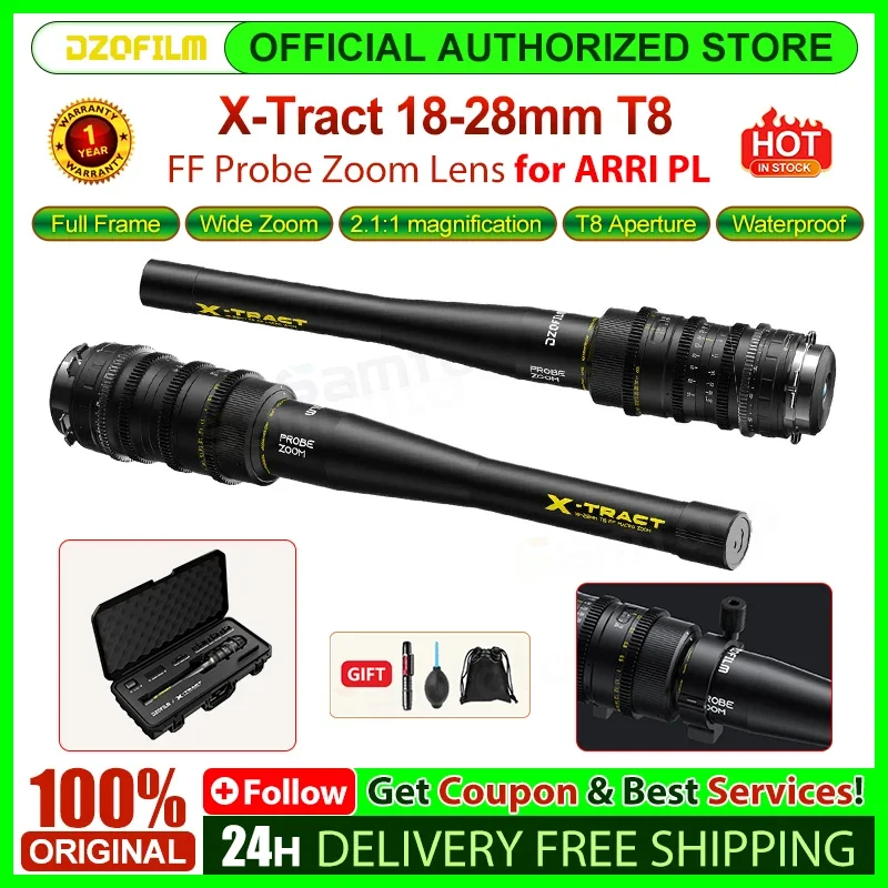 DZOFilm X-Tract 18-28mm T8 0 90 렌즈 항공우주 등급 알루미늄 합금 보호 등급 lP57 0 90 직접 시야 ♪ ARRI PL)
