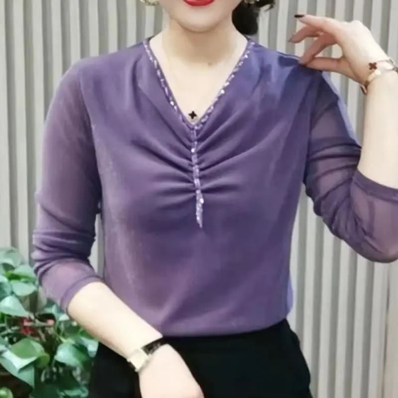 

2024 New Summer Oversized High Waist Chic Bohemian Loose Korean Style Women's Shirt Lace Irregular V Neck Long Sleeve Y2K Tops