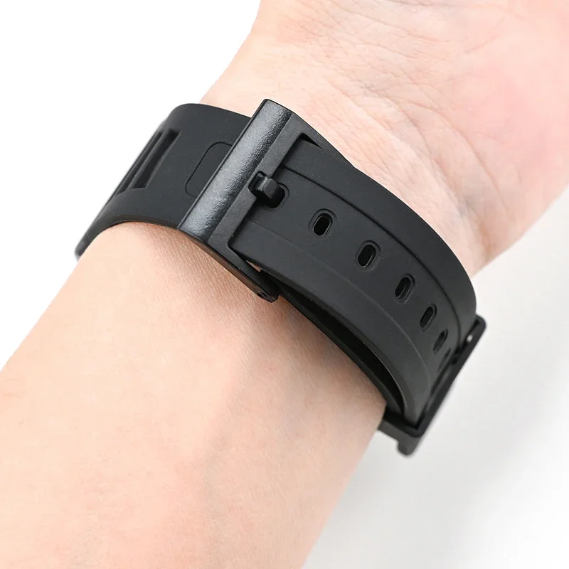 Black Resin Rubber Waterproof Watch Band - Student Replacement Strap, Unisex Bracelet Accessories, 19mm