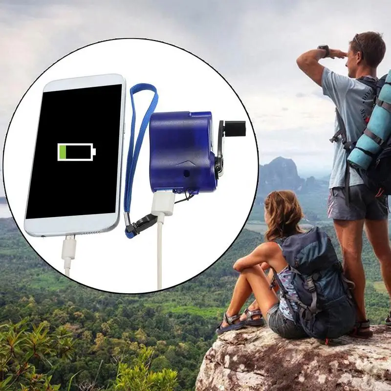 Solar Battery Charger Portable Charger Battery Hand Charger Power Bank with Led Light Power Bank Output Voltage 5V Hand Crank