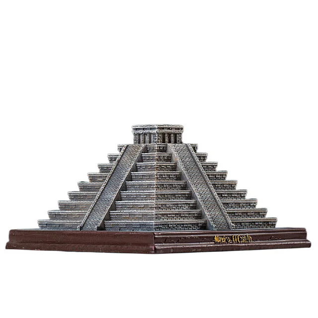 Világhíres Épület Mexikó Ei Castillo Maya Civilización Civilizáció Piramis Szobor Miniatűr Modell Kézműves Alak