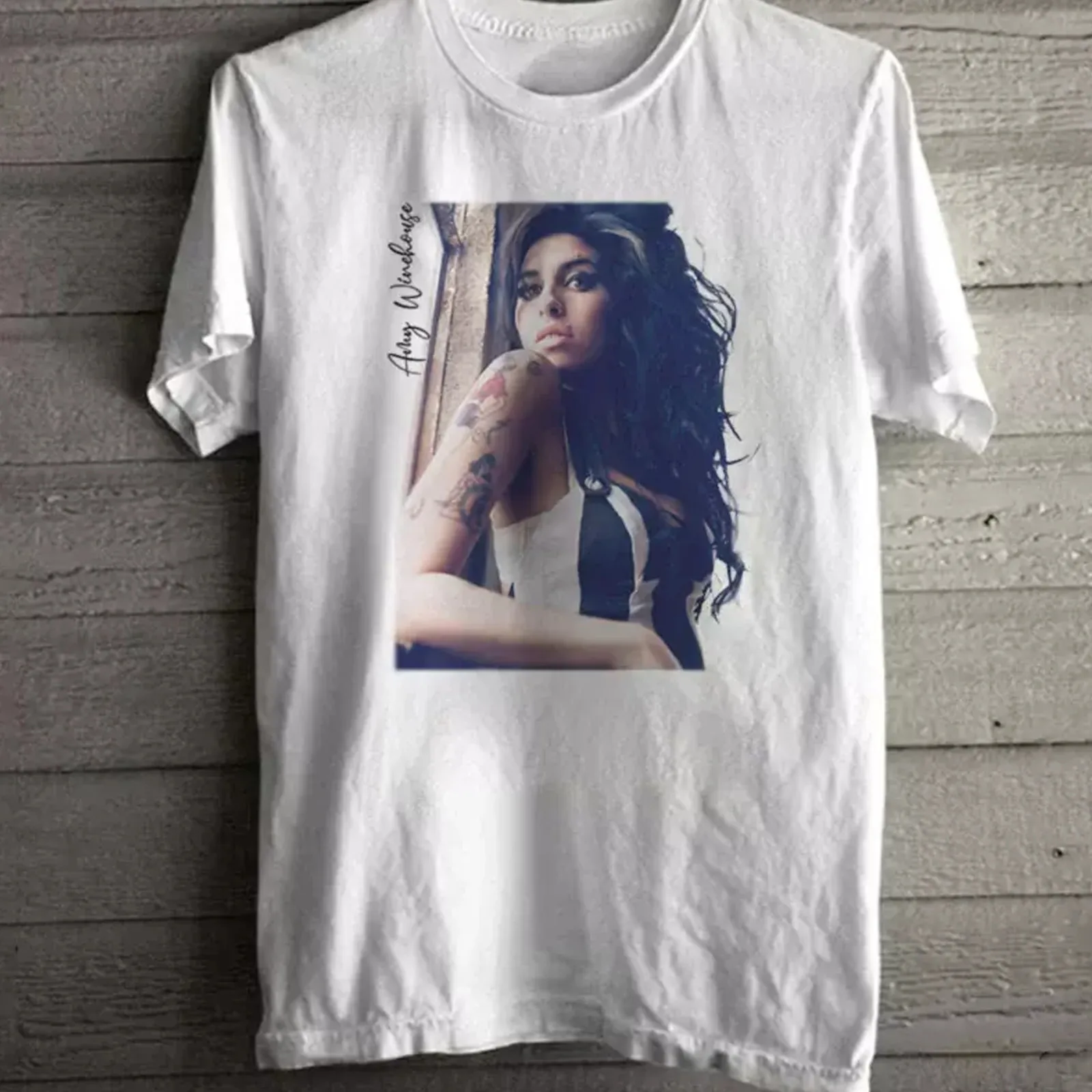 

Amy Winehouse ретро короткий рукав белый унисекс короткий рукав Фотофон 1F418