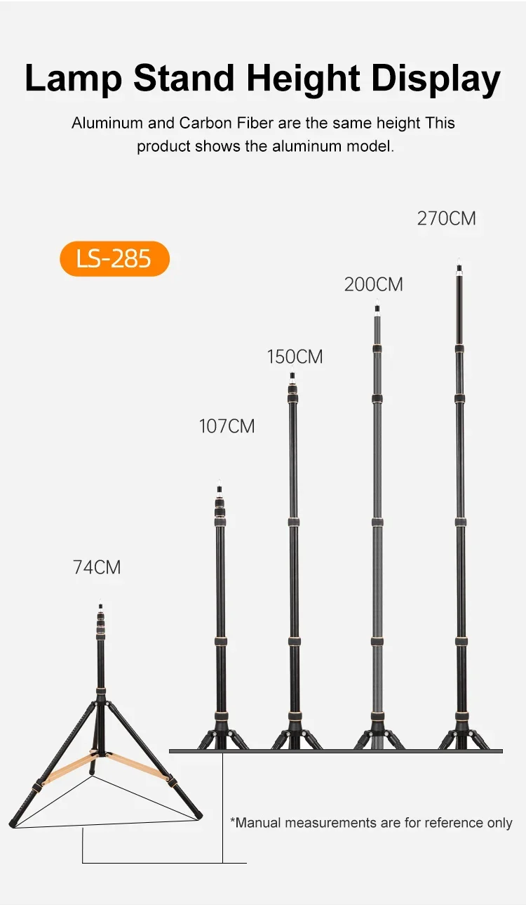 Description Picture 5 of itemSoonpho Tripod LS255C LS285C 200cm 270cm Carbon Fiber /Aluminum Light Stand For Photography Studio Softbox Godox Light Flash