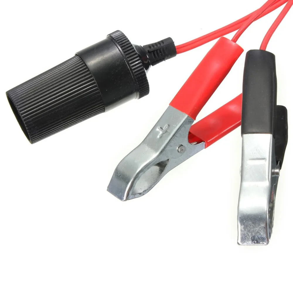 Universal 12V Car Auxiliary Cigarette Lighter Socket Connector Battery Crocodile Clips Power Adapter Extension Cord