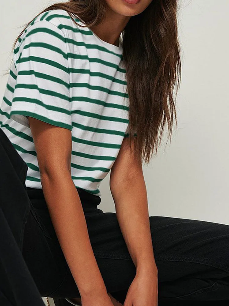 T-Shirt Lacoste Relaxed Fit in Cotone con Scollo a V Donna Blu Marine