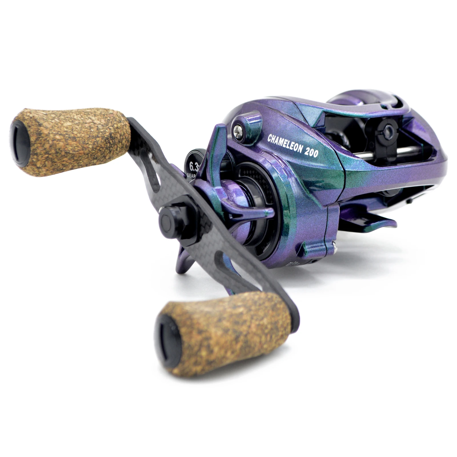 CAMEKOON Chameleon 200 Baitcasting Reels 6.3:1 Smooth Casting Coil Light  Carbon Frame Power Handle Saltwater Lure Fishing Wheel