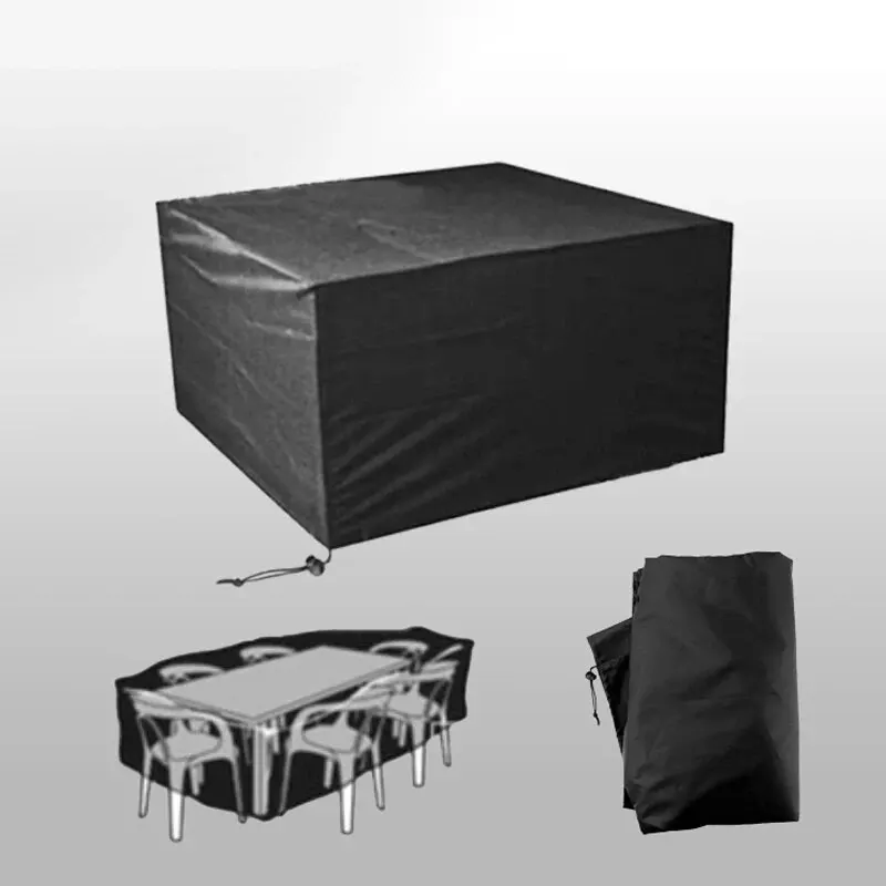 210D Outdoor Waterproof Dustproof Oxford Fabric Square Table Cover Furniture Cover Patio Garden Black Furniture