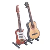 1/6 Dollhouse Miniature Wooden Electric Guitar With Stand Model Instrument Toy Gift For Children Kids 3