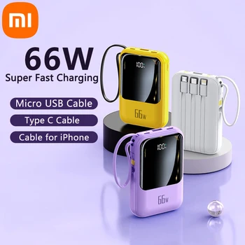 샤오미 모바일 전원 공급 장치 내장 케이블, 66W 초고속 충전 보조배터리, 방수 휴대 전화 액세서리, 20000mAh