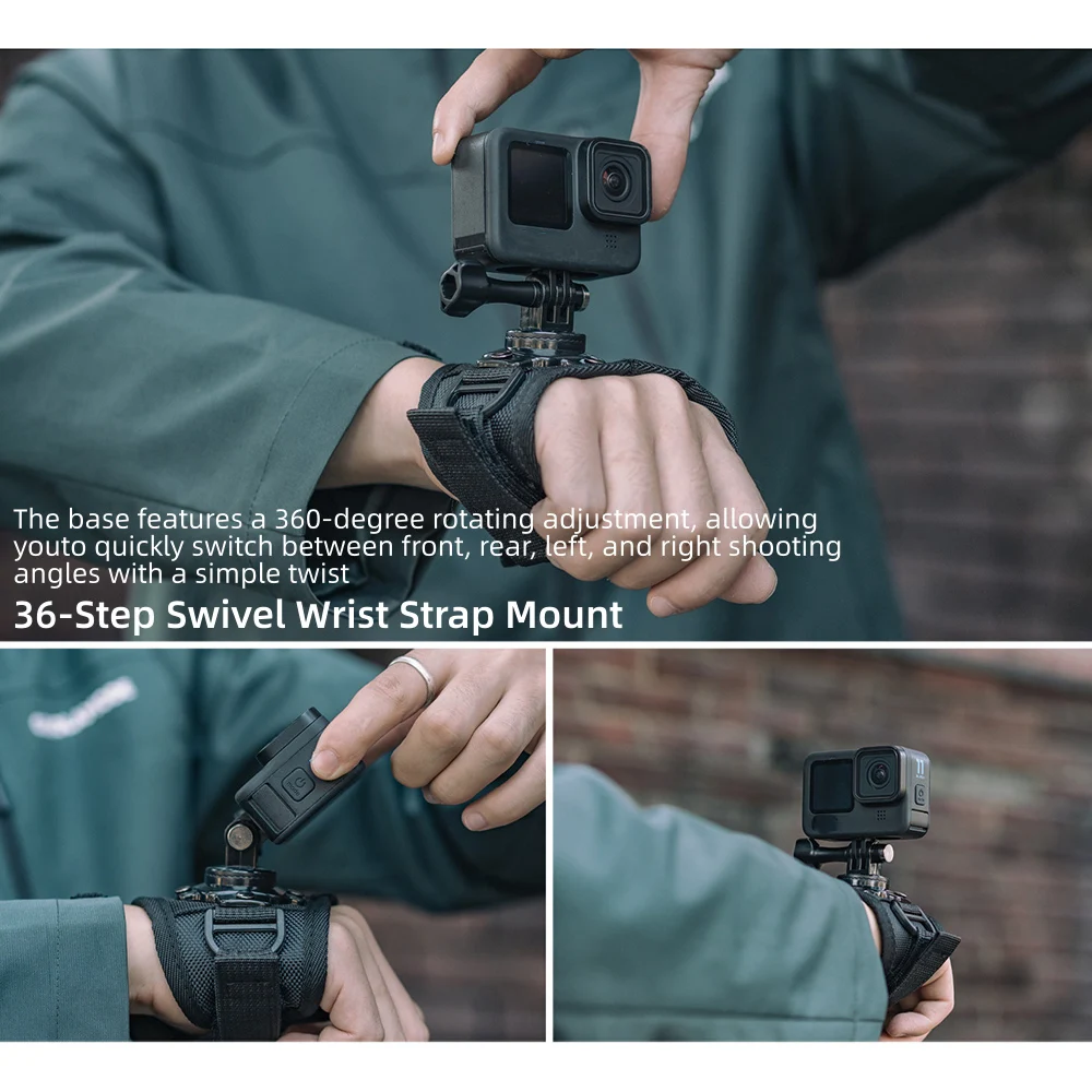 360 ° 팜 스트랩 마운트 손목 스트랩 고정 브래킷 (고프로 히어로 13 12 11 인스타360 DJI 오즈모 액션 6/5/4 스포츠 카메라 액세서리)