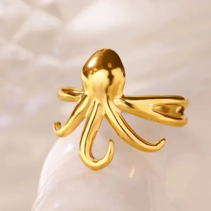 Octopus Rings for Women Smooth Tentacles Stainless Steel