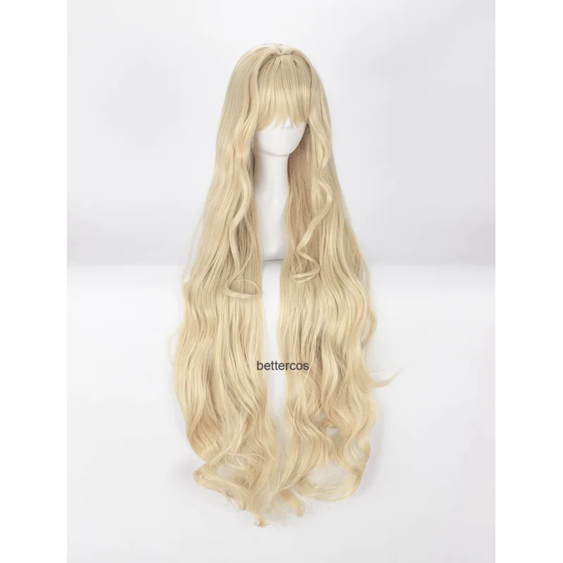 Volcaloid3 Seeu Cosplay Wigs 100cm Long Light Blonde Curly Wavy Heat Resistant Synthetic Hair Wig Wig Cap
