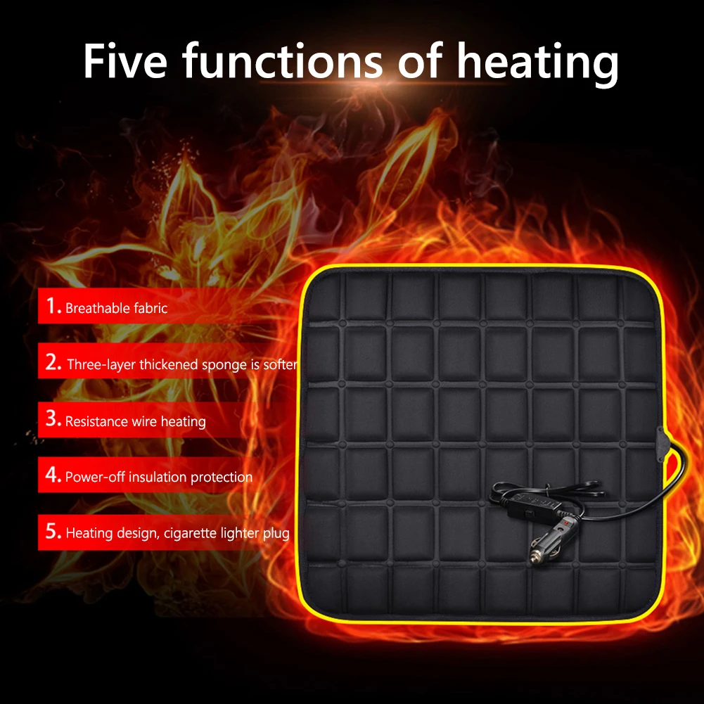 12V Car Seat Heated Cover Electric Heating Pad Front Seat Cushion Adjustable Temperature Universal Winter Car Seat Covers Warmer