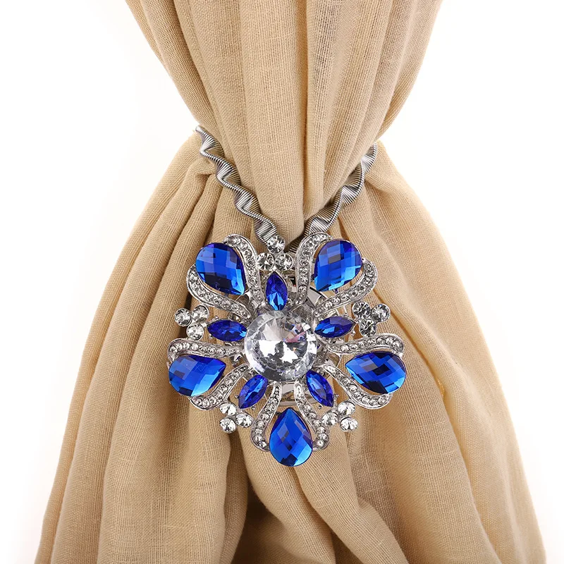 Embrasses Magnétiques Pour Rideaux, Paquet De 2 Attaches De Rideaux A Fleurs En Cristal Etincelant Clips De Boucle De Rideau Blanc 90986868