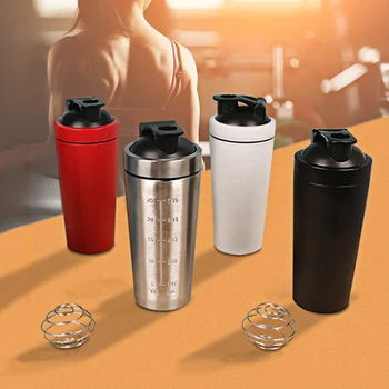 Stainless steel Shaker Bottle Portable protein powder shaker cup Sport Mug Leak Proof Outdoor Fitness Whey Shakes Cup with Scale 1