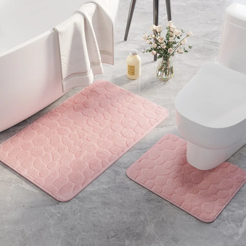 

Cobblestone Home Bathroom Rugs Set Rectangle And U Shape Toilet Mats Kit Anti-slip Doormat Floor Carpets 40*60cm 50*80cm Pad