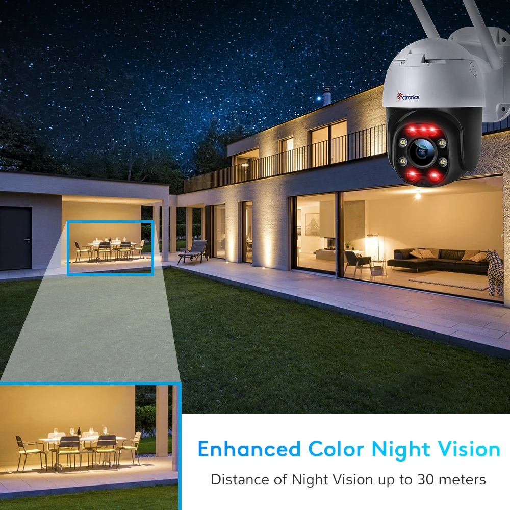 Ctronics PTZ WiFi camera with 4X Optical Zoom and 20m Color Night