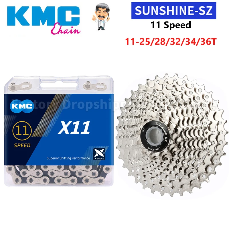 11 Speed Road Bike Cassette Sprocket 11-25T/28T/32T/34T/36T X11 11V Original Bicycle Chains Flywheel Kit Parts