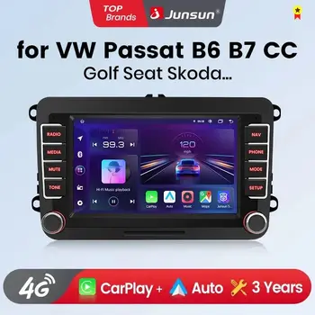 Radio de coche Junsun de 7 pulgadas para Vw Volkswagen Passat B6 B7 T5 Tiguan Touran Golf Polo, CarPlay inalámbrico, Android Auto, GPS, navegador, estéreo, SWC, BT, FM, AM, RDS, DSP, 2Din, Mirror Link, reproductor multimedia, voz AI 1