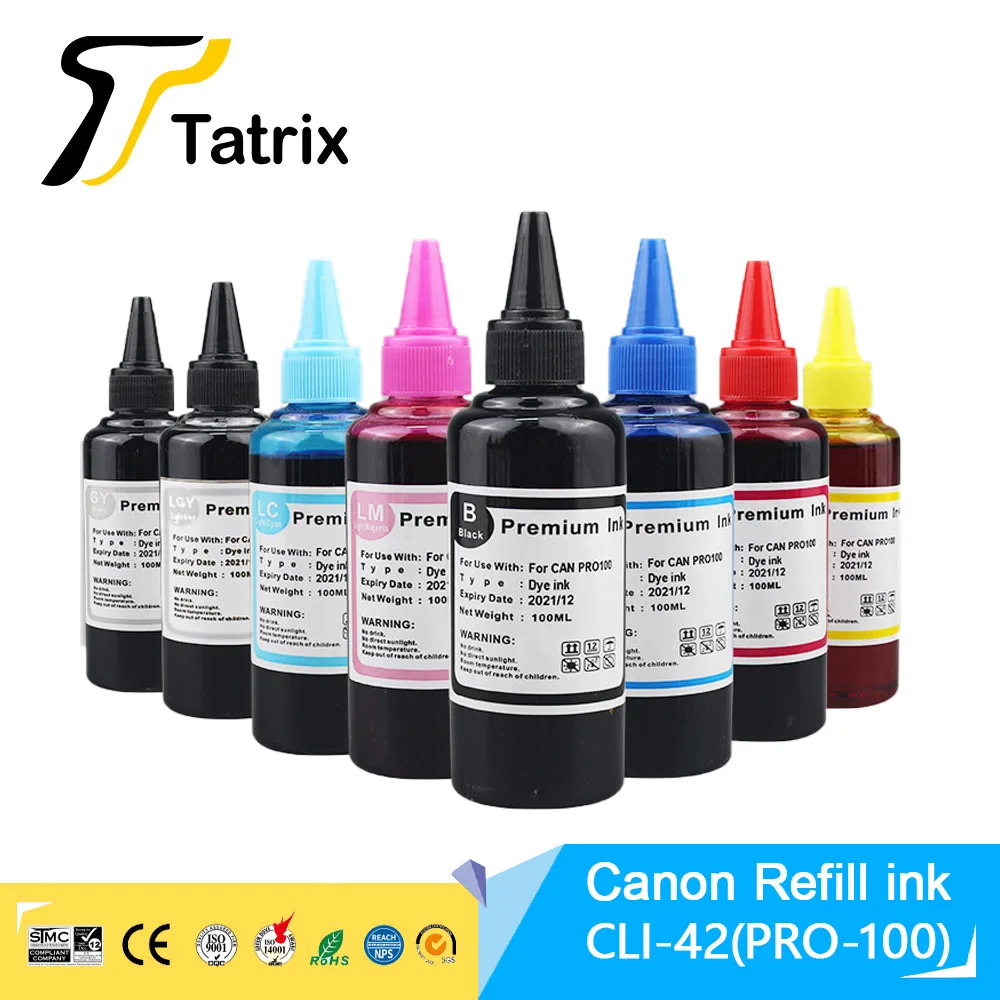 Tatrix CLI42 CLI-42 CLI 42 CLI-43 CLI43 CLI 65 refillable ink compatible for canon Pixma Pro-100 pro-100S Pro200 pro-200 printer