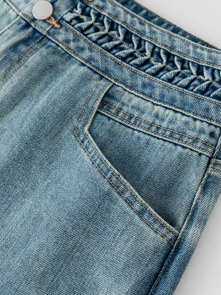 DUSHU Design Sense Waist Niche Style All-match Denim Shorts for Women Summer Newly Trendy Casual Loose Short for Female