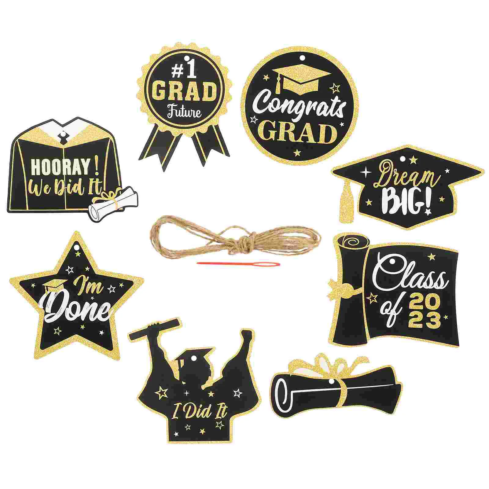 

24 Pcs Ornament Graduation Paper Hanging Outdoor Sign Class of 2023 Table Centerpieces