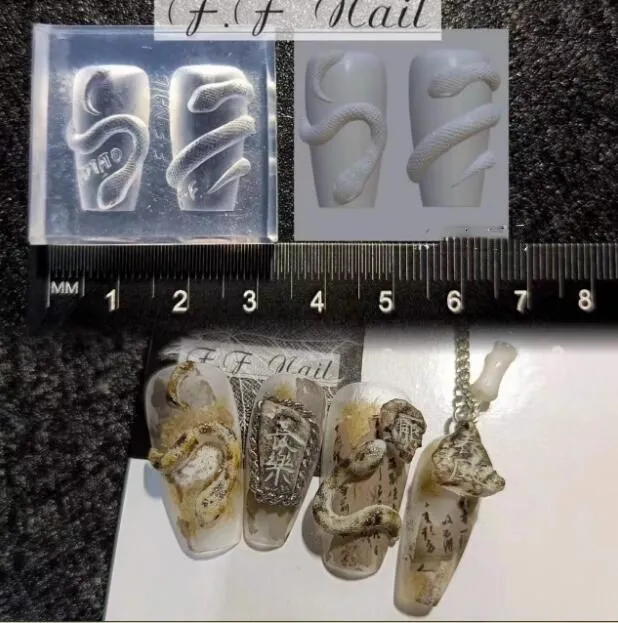 1pc  Snake Flamingo Jellyfish Dragon Dtream 3D Acrylic Mold  Nail Art DIY  Silicone  Nail Art Templates Nails Mold