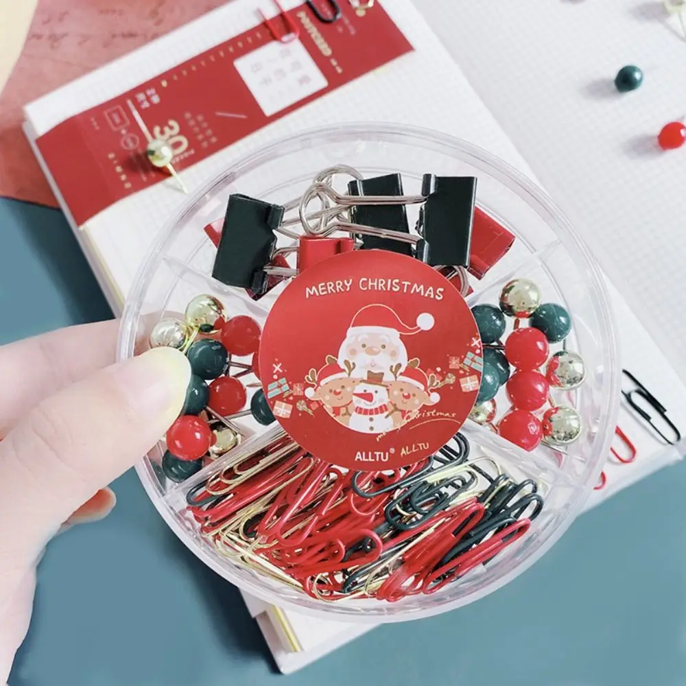 

Cute Christmas Series Binder Clips Multifunctional Push Pins Paper Clip Colorful Simple Mini Foldback Clip