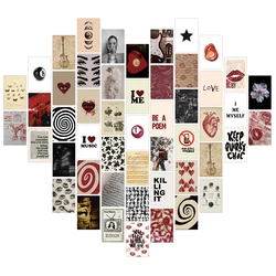 Chic Vintage Wall Art Set: 50-Piece Women Posters - 15x10cm (A)