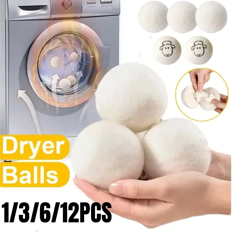 Laundry Ball 1-12Pcs Wool Drying Balls Reusable 5cm Dryer Kit for Clothes Softener Antistatic Anti-winding Home Washing Machine Supplies
