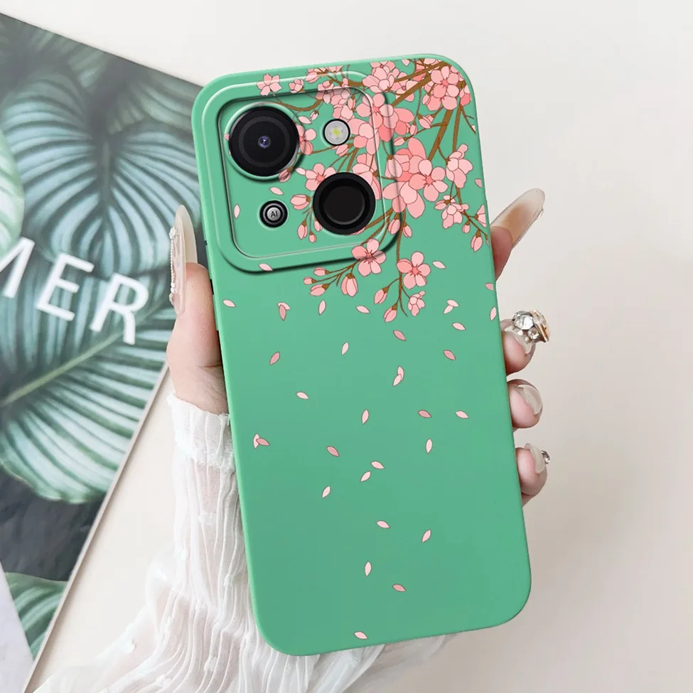 Cute Cat & Floral Silicone Phone Case - Stylish Protective Bumper