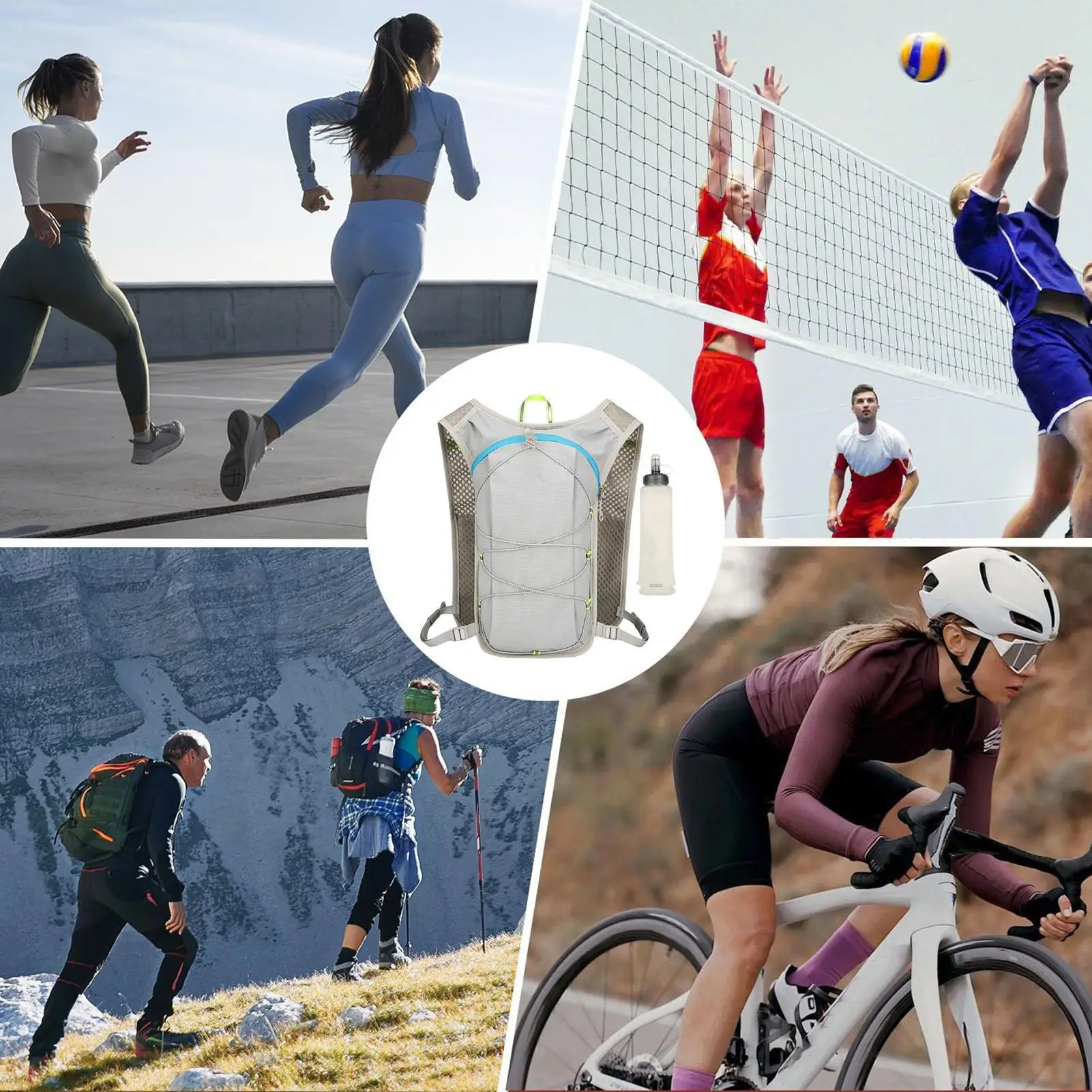 Water Backpack For Hiking Hydration Bag With 500ML Soft Bottle Adjustable Strap Reflective Bladder For Hunting Biking Skiing