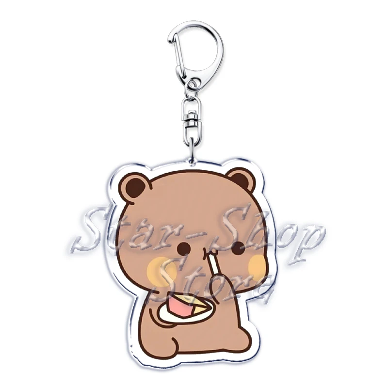 Bubu Dudu Rose Love Schlüsselanhänger Paar Bär Panda Acryl Schlüsselanhänger für Zubehör Tasche Anhänger Schlüsselanhänger Schmuck Fans Liebhaber Geschenke – Detail 11