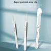 1PC Led Acne Needle Tweezers Blackhead Blemish Pimples Removal Pointed Bend Gib Head Face Care Tools Comedone Acne Extractor 1
