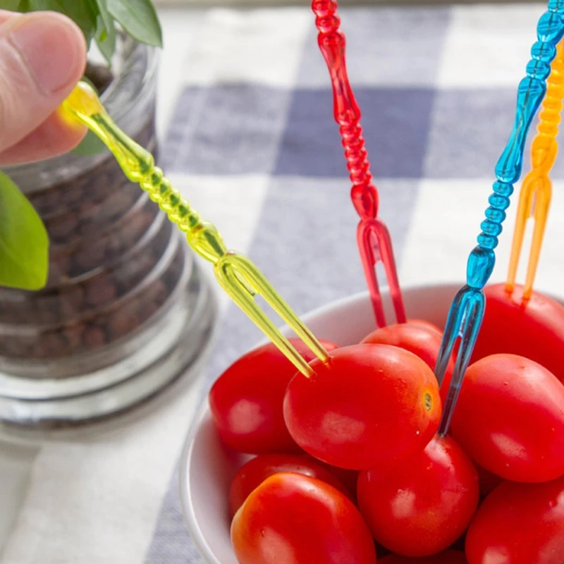 posable Colorful Fruit Fork 50Pcs Transparent Simple Fruit et Toothpick Tool