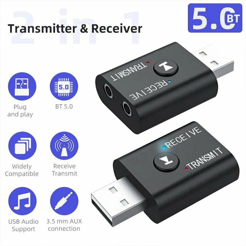 

USB 5.0 -Audio Receiver Transmitter Adapter AUX 3.5mm Audio 2IN1 Wireless Transmitter TR6 For Home Car Music System