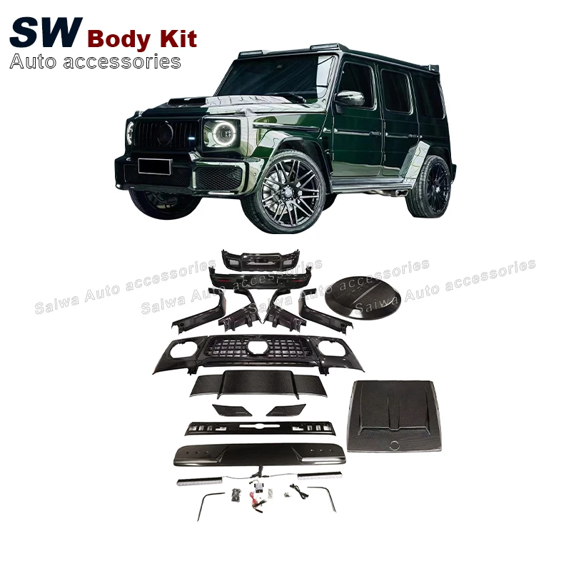 

Высококачественный Комплект кузова автомобиля для Mercedes Benz G-Class AMG W464 W463A G500 G55 G63, обновление до Brabu Style, широкоугольный Комплект кузова
