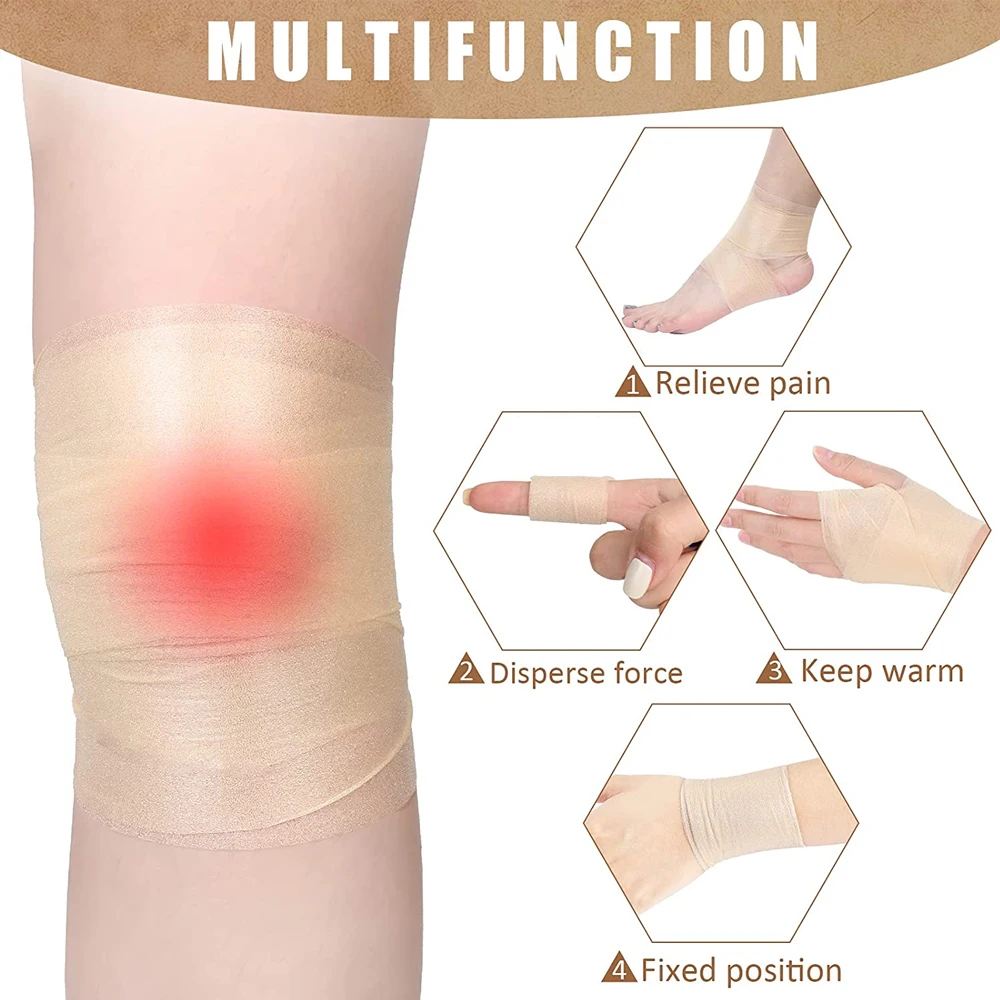 Medical Bandage Kinesiology Tape 1 Roll Self Adhesive Bandage Wrap Athletic Sports Cohesive Tape Self Adherent Medical Tape Flexible Waterproof Elastic Bandages