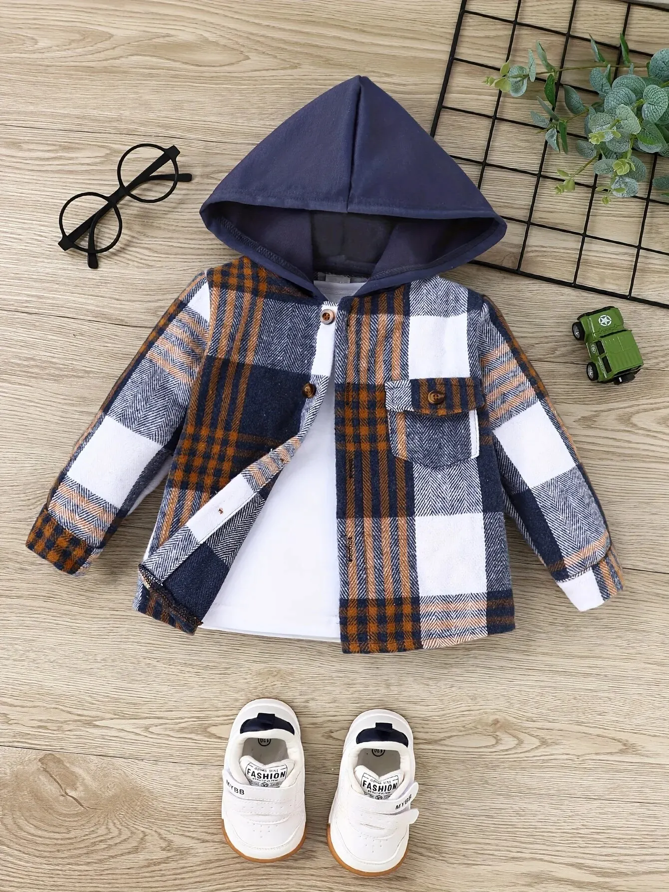 Plaid Jacket Autumn and Winter English Style Baby Boy Outdoor Casual
