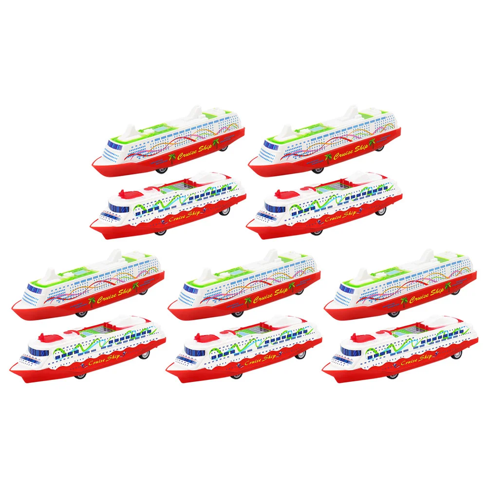 

10Pcs Steam Ship Model Plastic Cruise Ship Pull Back Ship Toy Pull Back Vehicle Toy for Kids (Random Patterns)