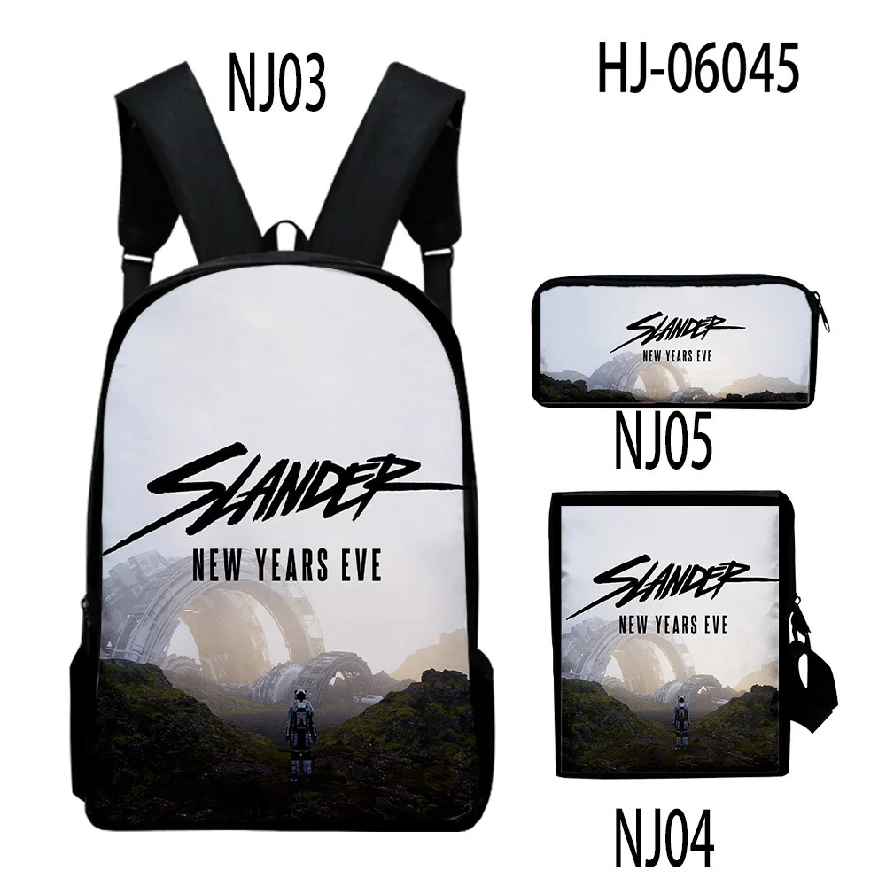 Popular Cool SLANDER 3D Print 3pcs/Set pupil School Bags Laptop Daypack Backpack Inclined shoulder bag Pencil Case
