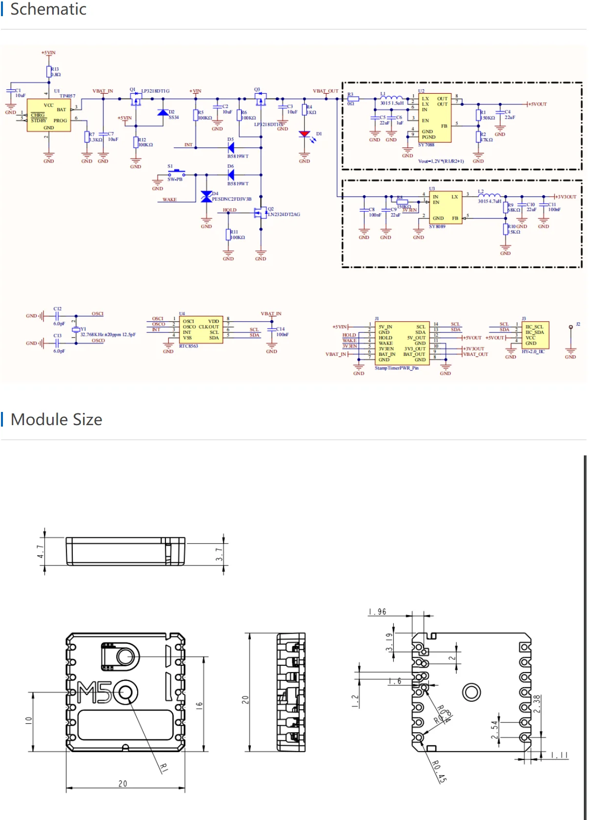 Official M5Stamp Timer Power (BM8563)
