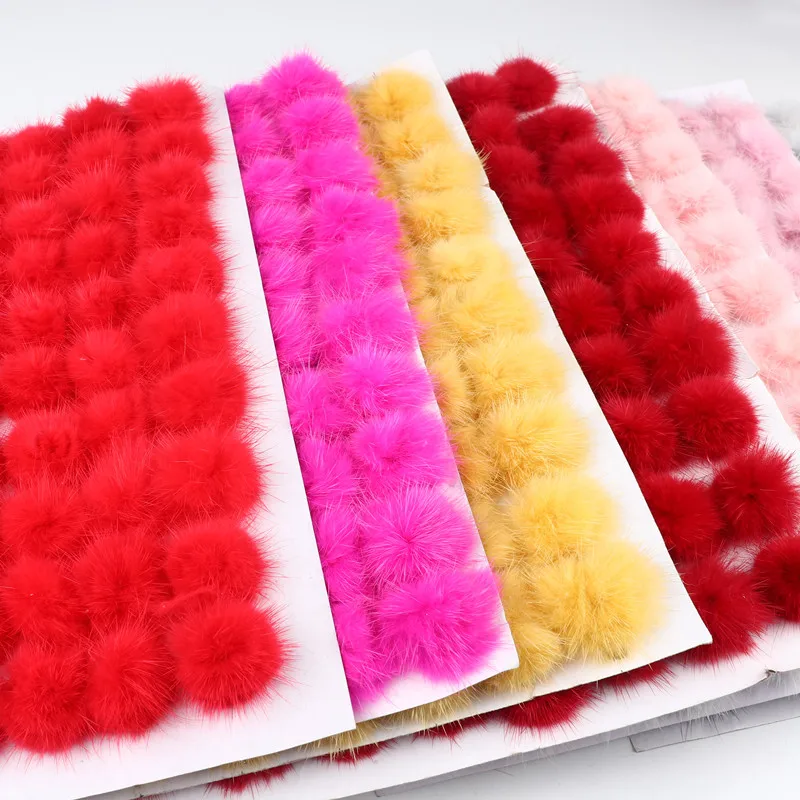 2.5 Cm Colorful Plush Ball Crafts Fox Pompoms Fluffy Keychain Hairpin DIY Supplies