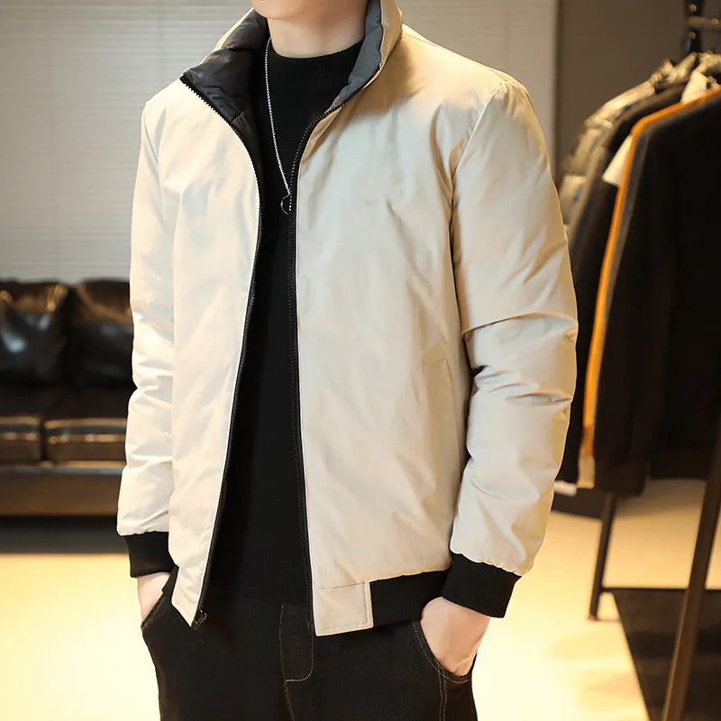 

The new men's down jacket is worn on both sides with a hooded warm white duck down jacket