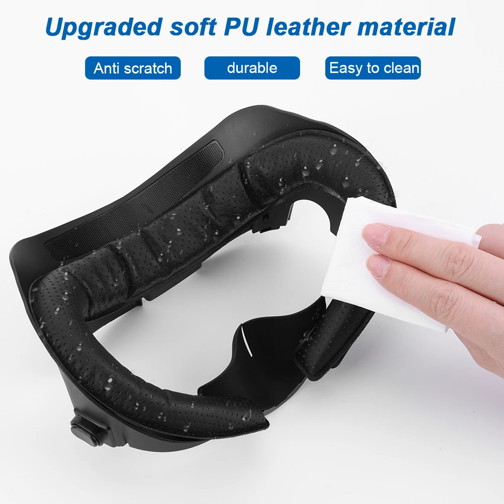 6 in 1 Face Facial Interface Height-Adjustable Bracket Thicken PU & Ice Silk Foam Face Cushion Nose Pad for Meta Quest 3